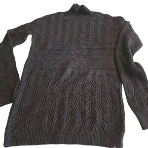 Treasure & Bond Mens Gray Textured Chevron Knit Turtleneck Sweater Size M